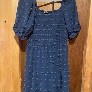 Elegant Navy Blue Textured Dress
